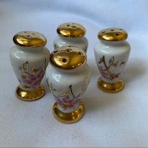 2 Sets Vintage Stouffer Fine China Salt And Pepper Shakers Pink Floral Design